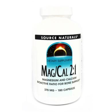 Магний и кальций 2:1, 370 мг, Source Naturals, 180 капсул - фото