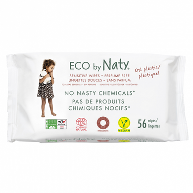 Дитячі вологі серветки без запаху, Sensitive Wipes, Eco by Naty, 3 упаковки по 56 шт - фото