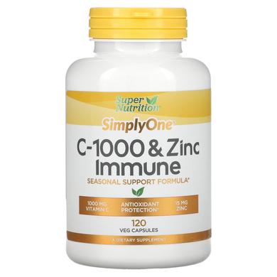 Витамин C-1000 и иммунитет с цинком, C-1000 & Zinc Immune, Super Nutrition, 120 вегетарианских капсул - фото