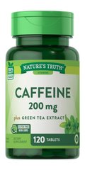 Кофеин + экстракт зеленого чая, Caffeine + Green Tea extract, Nature's Truth, 200 мг, 120 таблеток - фото