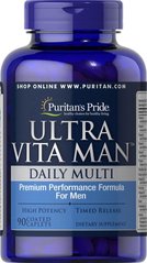 Вітаміни для чоловіків Ultra Vita Man Time Release, Puritan's Pride, 180 капсул - фото