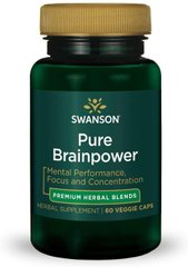 Улучшение памяти и работы мозга, Ultra Pure Brainpower, Swanson, 60 вегетарианских капсул - фото