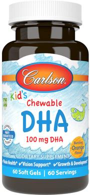 DHA (докозагексаєнова кислота), смак апельсина, Carlson Labs, 60 желатинових капсул - фото