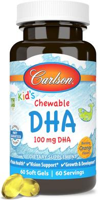 DHA (докозагексаеновая кислота), вкус апельсина, Carlson Labs, 60 желатиновых капсул - фото
