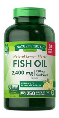 Рыбий жир со вкусом лимона, Fish Oil, Nature's Truth, 1200 мг, 250 гелевых капсул - фото