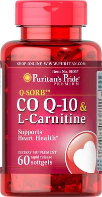 Коэнзим Q-10 + L-карнитин, Q-SORB™ Co Q-10 plus L-Carnitine, Puritan's Pride, 250 мг, 60 капсул - фото