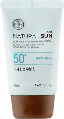 Сонцезахисний крем зволожуючий, матовий, 50 мл, Natural Sun, Eco No Shine Hydrating, Sun Cream SPF50, The Face Shop, PA+++ - фото