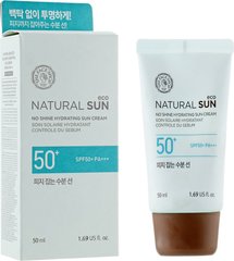Солнцезащитный крем увлажняющий, матирующий, 50 мл, Natural Sun, Eco No Shine Hydrating, Sun Cream SPF50, The Face Shop, PA+++ - фото