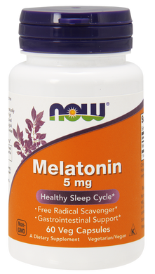 Мелатонін, Melatonin, Now Foods, 5 мг, 60 капсул - фото