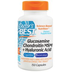 Глюкозамін, xондроитин, МСМ + гіалуронова кислота, Glucosamine Chondroitin MSM, Doctor's Best, 150 капсул - фото