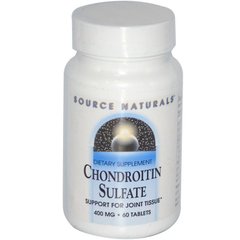 Хондроитин сульфат, Chondroitin Sulfate, Source Naturals, 400 мг, 60 таблеток - фото