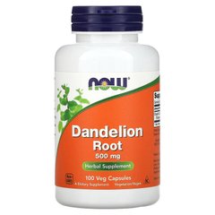 Корінь кульбаби, Dandelion Root, Now Foods, 500 мг, 100 капсул - фото