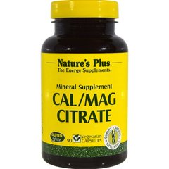Цитрат кальция и магния, Cal/Mag Citrate, Nature's Plus, 90 вегетарианских капсул - фото