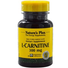 L-карнітин тартрат, L-Carnitine, Nature's Plus, 300 мг, 30 капсул - фото