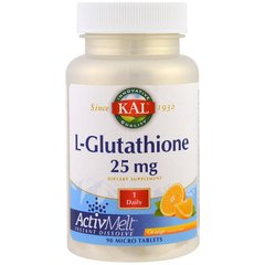 Глутатион со вкусом апельсина, L-Glutathione, Kal, 25 мг, 90 таблеток - фото