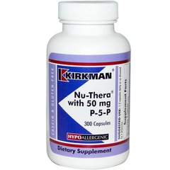 Вітамін В6 (пірідоксал-5-фосфат), Nu-Thera with 50 mg P-5-P, Kirkman Labs, 300 капсул - фото