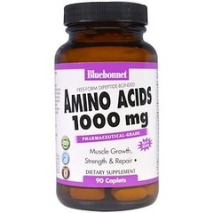 BCAA, Amino Acids, Bluebonnet Nutrition, 1000 мг, 90 капсул - фото