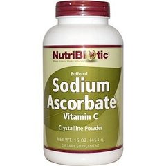 Витамин С (аскорбат), Sodium Ascorbate, NutriBiotic, 454 г - фото