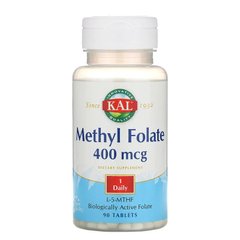 Метилфолат, Methyl Folate, Kal, 400 мкг, 90 таблеток - фото