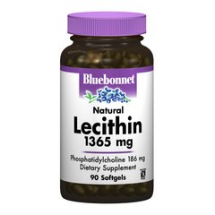 Натуральный лецитин 1365 мг, Bluebonnet Nutrition, 90 желатиновых капсул - фото