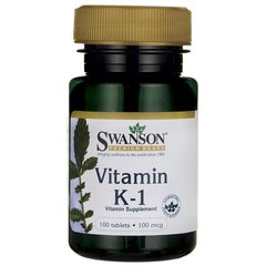 Витамин К-1, Vitamin K-1, Swanson, 100 мкг, 100 таблеток - фото