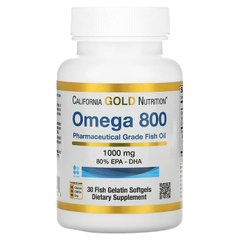 Омега 800 рыбий жир, Omega 800, California Gold Nutrition, 80% EPA/DHA, 1000 мг, 30 капсул - фото