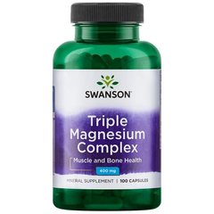 Комплекс магния, Triple Magnesium Complex, Swanson, 400 мг, 100 капсул - фото