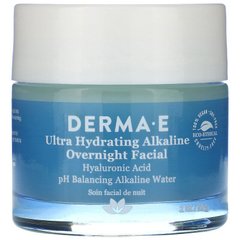 Ночное ультраувлажняющее щелочное средство для лица с гиалуроновой кислотой, Ultra Hydrating Alkaline Overnight Facial, Derma E, 56 г - фото