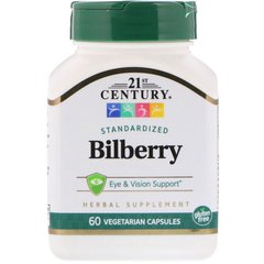 Черника для зрения, Bilberry, 21st Century, экстракт, 60 капсул - фото