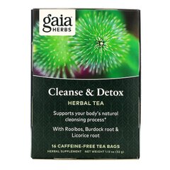Очищение и детокс, без кофеина, Cleanse & Detox, Caffeine-Free, Gaia Herbs, 16 чайных пакетиков, 32 г (1,13 унции) - фото