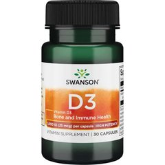 Вітамін Д-3 - більш висока ефективність, Vitamin D3 - High Potency, Swanson, 1,000 МО, 30 капсул - фото