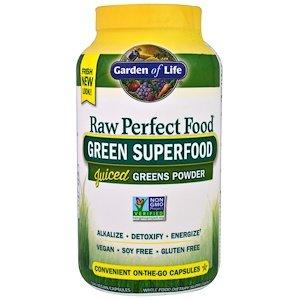 Порошок из сока зелени, Juiced Greens, Garden of Life, Perfect Food, 240 капсул - фото