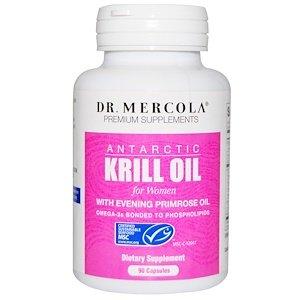 Жир криля для женщин, Krill Oil, Dr. Mercola, антарктический, 90 капсул - фото