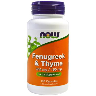 Пажитник і чебрець, Fenugreek Thyme, Now Foods, 350/150 мг, 100 капсул - фото