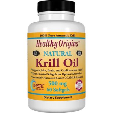 Масло кріля, Krill Oil, Healthy Origins, ваніль, 500 мг, 60 капсул - фото