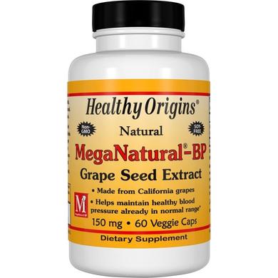Экстракт виноградных косточек мега (Grape Seed), Healthy Origins, 150 мг, 60 капсул - фото