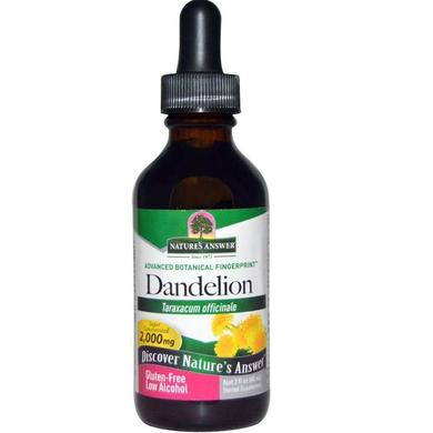 Корень одуванчика, Dandelion, Nature's Answer, слабоалкогольный, 2,000 мг, 60 мл - фото