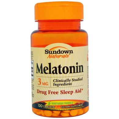 Мелатонін, Melatonin, Sundown Naturals, 3 мг, 120 таблеток - фото