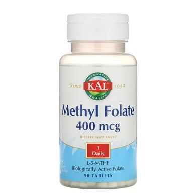 Метилфолат, Methyl Folate, Kal, 400 мкг, 90 таблеток - фото
