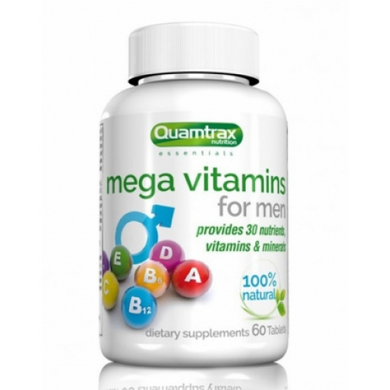 Комплекс вітамінів для чоловіків, Mega Vitamins for Men, Quamtrax, 60 таблеток - фото