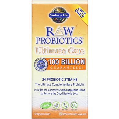 Пробиотики наилучшей поддержки, Probiotics Ultimate Care, Garden of Life, 30 вегетарианских капсул - фото