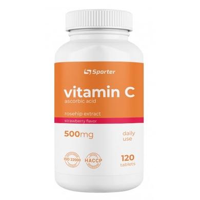 Витамин С, Vitamin C with rosehip, Sporter, 500 мг, 120 таблеток - фото