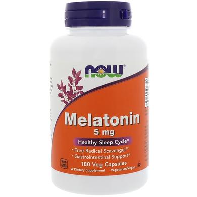 Мелатонин, Melatonin, Now Foods, 5 мг, 180 капсул - фото