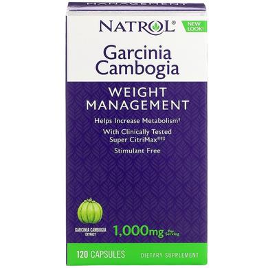 Гарциния, снижение аппетита, Garcinia Cambogia, Natrol, экстракт, 1000 мг, 120 капcул - фото
