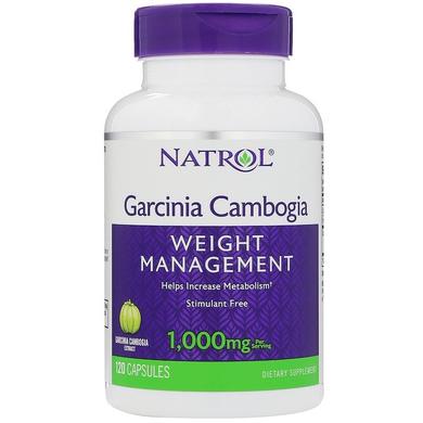 Гарцинія, зниження апетиту, Garcinia Cambogia, Natrol, екстракт, 1000 мг, 120 капcул - фото