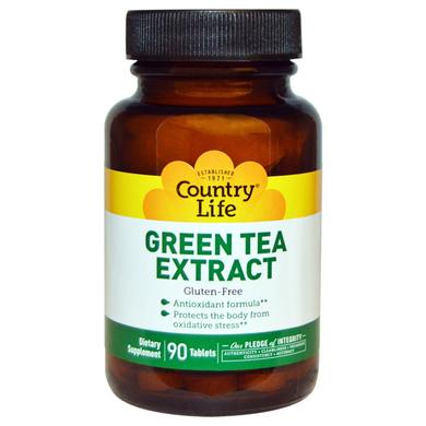 Зеленый чай экстракт (Green Tea Extract), Country Life, 90 таблеток - фото
