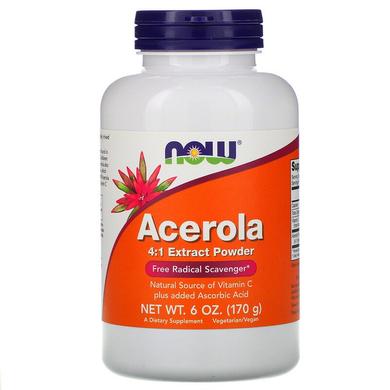Ацерола і вітамін С, Acerola 4:1, Now Foods, екстракт, 170 г - фото