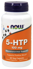 5-HTP, 5-гидрокситриптофан, Now Foods, 100 мг, 60 капсул - фото