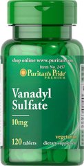 Ванадил сульфат, Vanadyl Sulfate, Puritan's Pride, 10 мг, 120 таблеток - фото