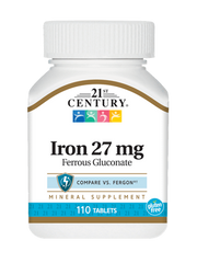 Залізо, Iron, 21st Century, 27 мг, 110 таблеток - фото